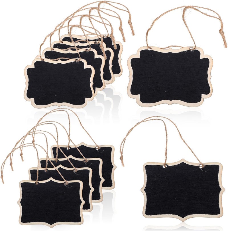 Andibro 10Pcs Blackboard Slate Decanter Tag, Reusable Decanter Tags with Hanging String Customizable Message Labels for Wedding Party Wine Bottle Buffet Decor Table Numbers Plants - Image 1